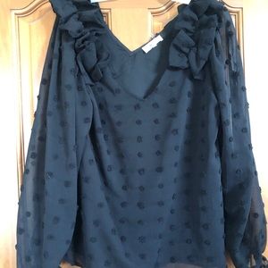 Black polka dot sheer top